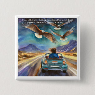 Rick London Driving In The Dark Funny Comic  15 Cm Square Badge