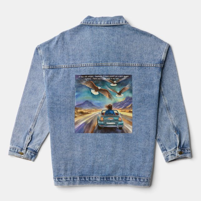 Rick London Driving In The Dark Funny Comic  Denim Jacket (Back)