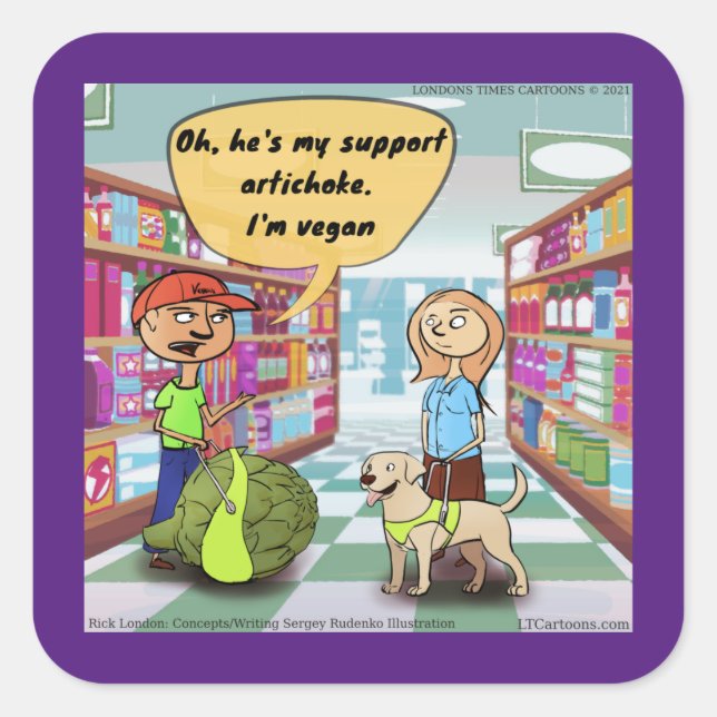 Rick London Emotional Support Artichoke Comic Square Sticker (Front)