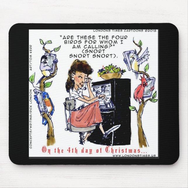 Rick London Ernestine Calling Birds Xmas Mouse Mat (Front)
