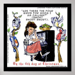 Rick London Ernestine Calling Birds Xmas Poster