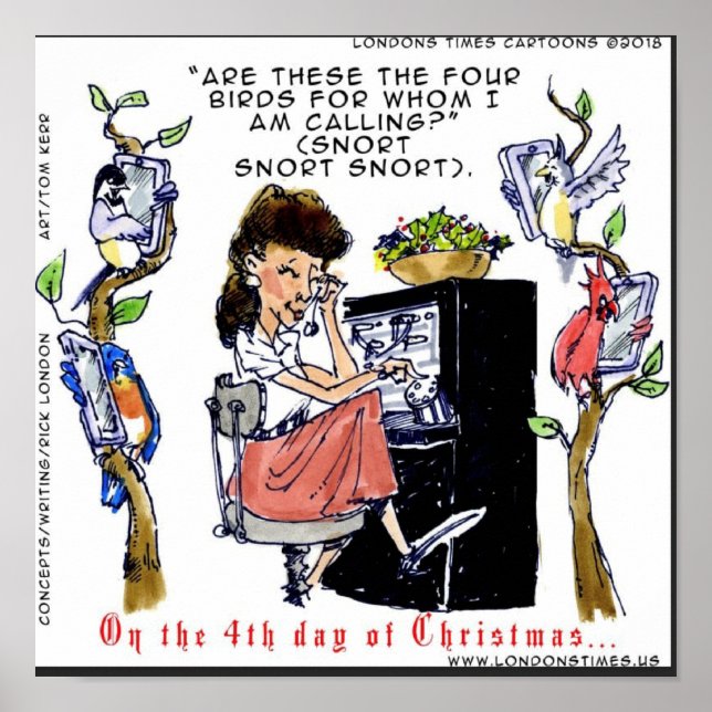 Rick London Ernestine Calling Birds Xmas Poster (Front)