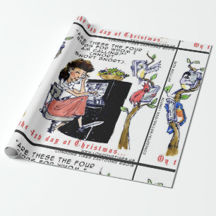 Rick London Ernestine Calling Birds Xmas Wrapping Paper