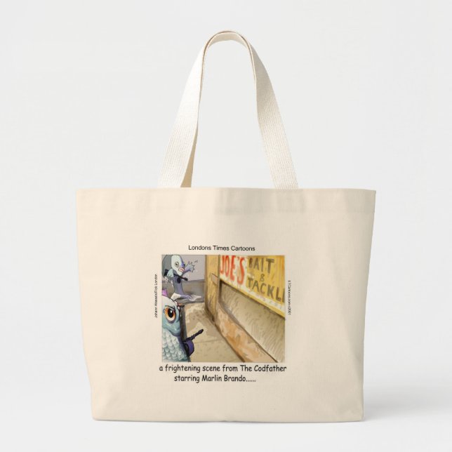 Rick London Fish Mafia Funny Gifts Large Tote Bag (Front)