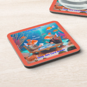 Rick London Fish Playing "Go Fish" Card Game Comic Coaster
