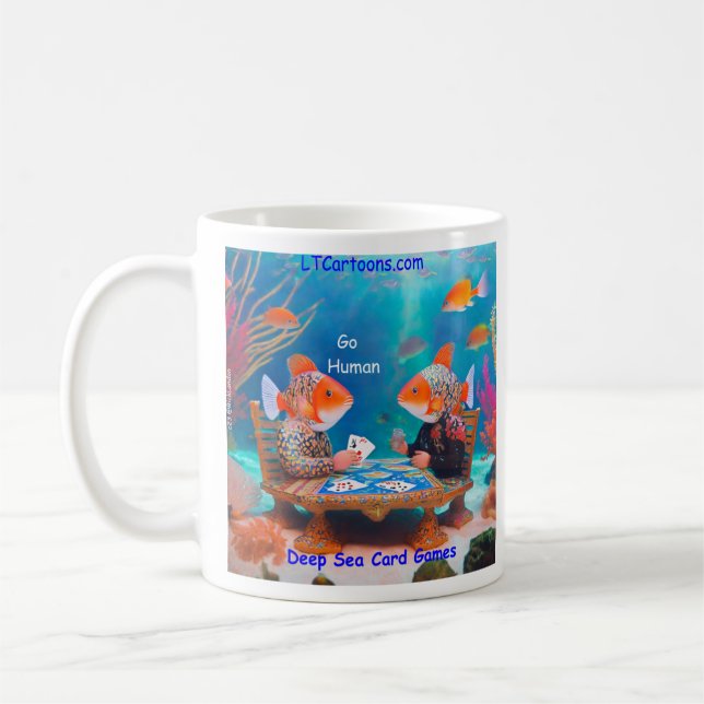Rick London Fish Playing "Go Fish" Card Game Comic Coffee Mug (Left)