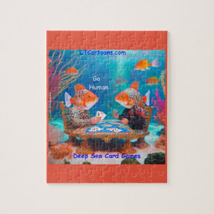 Rick London Fish Playing "Go Fish" Card Game Comic Jigsaw Puzzle