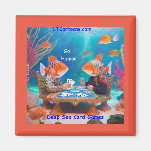 Rick London Fish Playing "Go Fish" Card Game Comic Magnet