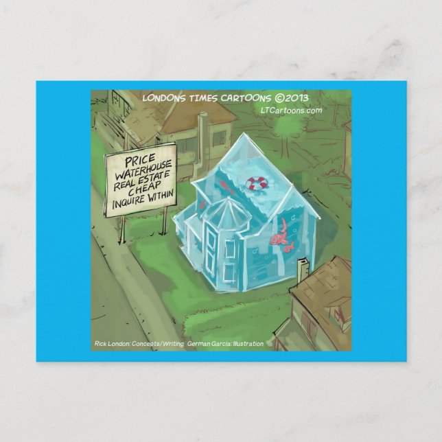 Rick London Flooded House For Sale Comic  Postcard (Front)