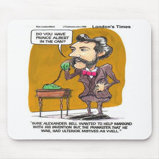Rick London Funny Alexander Bell Phone Prank Mouse Mat (Front)