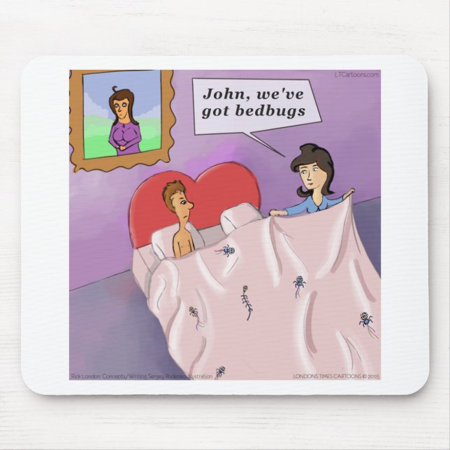 Rick London Funny Bedbugs Cartoon Mouse Mat (Front)