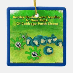 Rick London Funny Border Collie Flower Ceramic Ornament