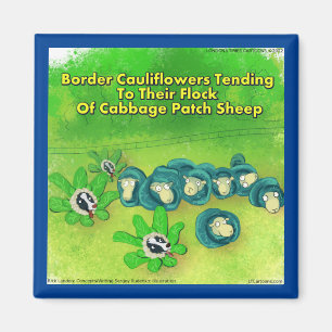 Rick London Funny Border Collie Flower Comic  Magnet