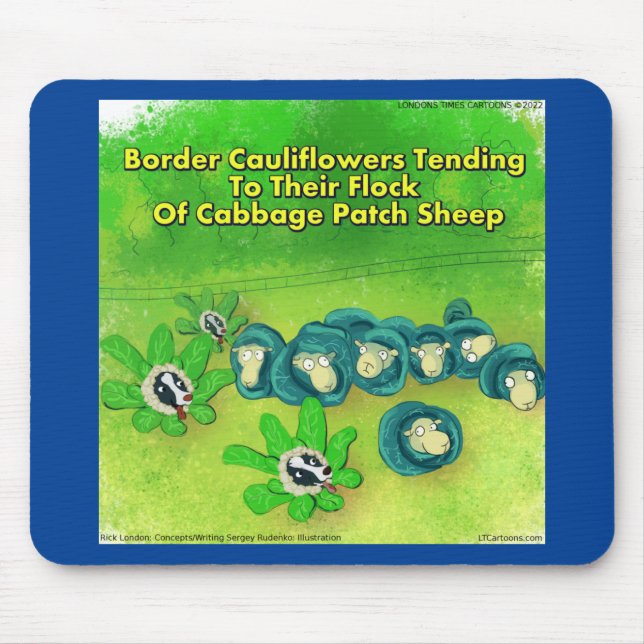 Rick London Funny Border Collie Flower Comic  Mouse Mat (Front)