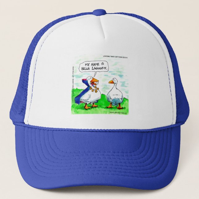 Rick London Funny Goose Vampire Wearing Bells  Trucker Hat (Front)
