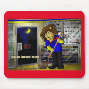 Rick London Funny "Lion Sweeps Tonight" Comic Mouse Mat
