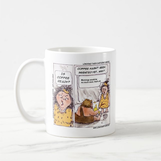 Rick London Funny Prehistoric Coffee Comic  Coffee Mug (Left)