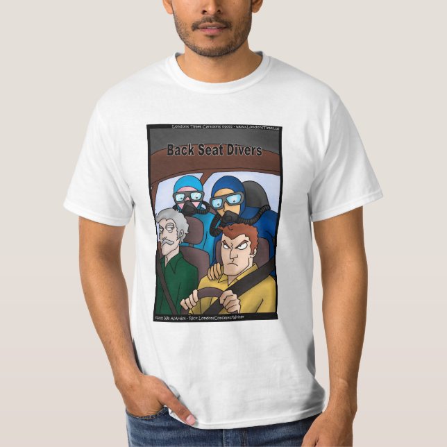 Rick London Funny Scuba Divers Comic  T-Shirt (Front)