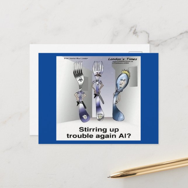 Rick London Funny Silverware Police  Postcard (Front/Back In Situ)