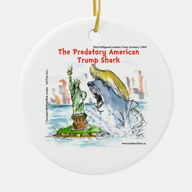 Rick London Funny Trump Shark Ceramic Tree Decoration (Front)