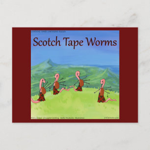 Rick London Funny Worms From Scotland Comic Postcard