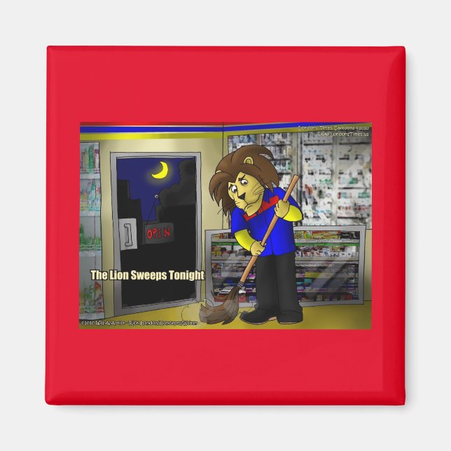 Rick London "Lion Sweeps Tonight" Funny Comic  Magnet (Front)