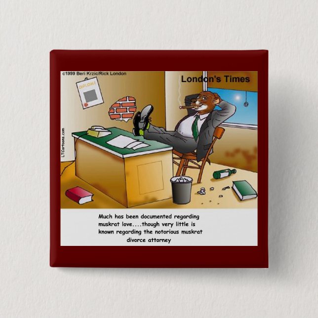 Rick London Muskrat Divorce Attorney Comic  15 Cm Square Badge (Front)