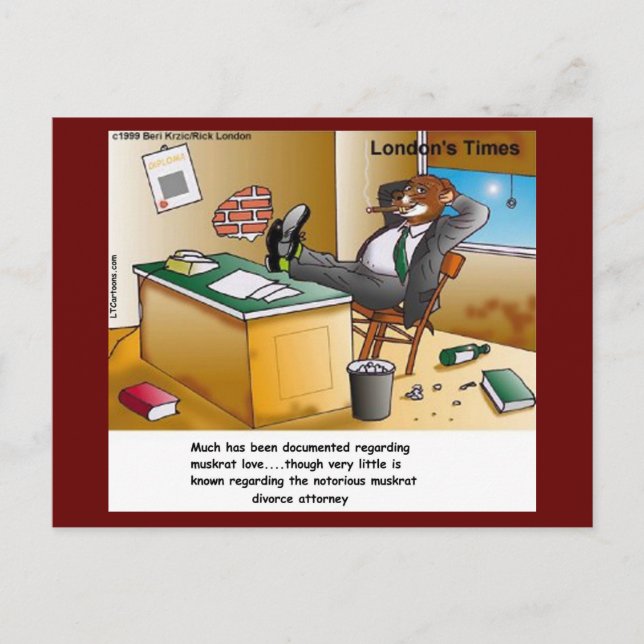 Rick London Muskrat Divorce Attorney Comic  Postcard (Front)
