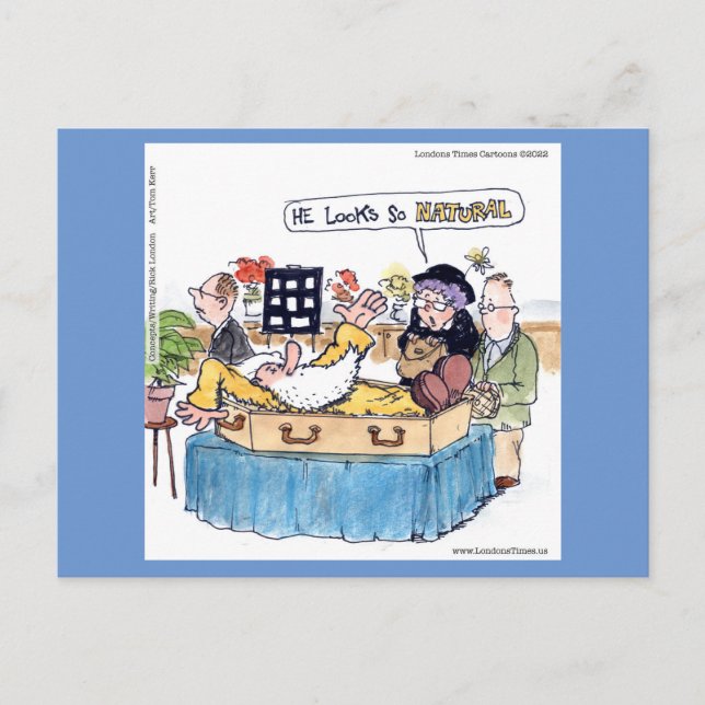 Rick London Old Hippie Funeral Funny Comic  Postcard (Front)