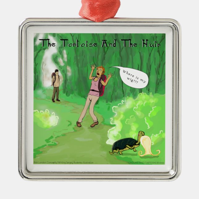 Rick London Turtle And The Wig Hair Funny Metal Tree Decoration (Front)