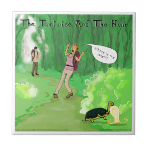 Rick London Turtle And The Wig Hair Funny Tile