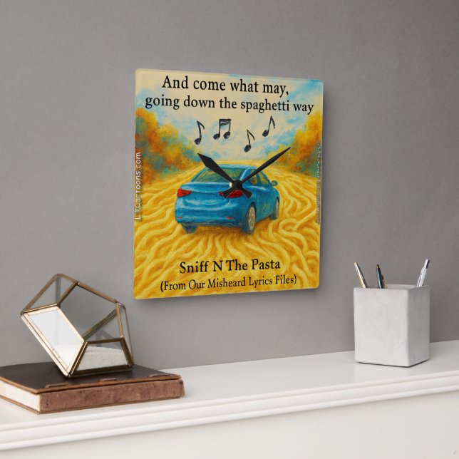 Rick London's Misheard Lyrics Spaghetti Way Funny Square Wall Clock (Office)