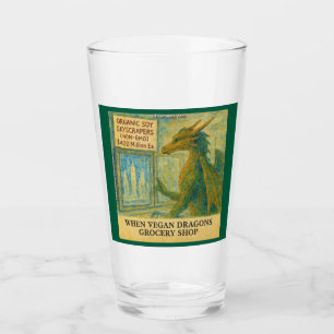Rick London's Vegan Dragon Grocery Shopping Funny Glass