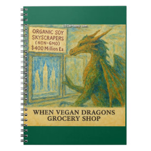 Rick London's Vegan Dragon Grocery Shopping Funny Notebook