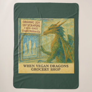 Rick London's Vegan Dragon Grocery Shopping Funny Sherpa Blanket