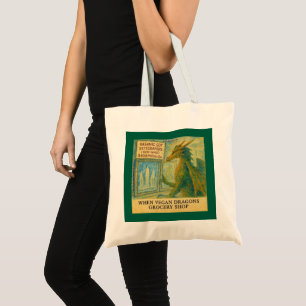 Rick London's Vegan Dragon Grocery Shopping Funny Tote Bag