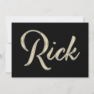 Rick Name white gold Handwriting Card