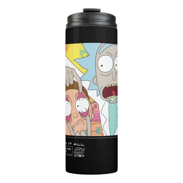 Rick Opening Morty's Eyes Quote Graphic Thermal Tumbler (Front)