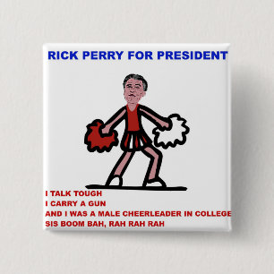 Rick Perry for President Cheerleader Cartoon 15 Cm Square Badge