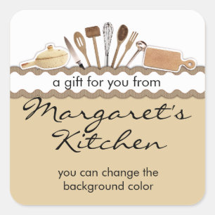 rick rack country kitchen utensils gift tag label
