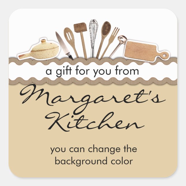 rick rack country kitchen utensils gift tag label (Front)