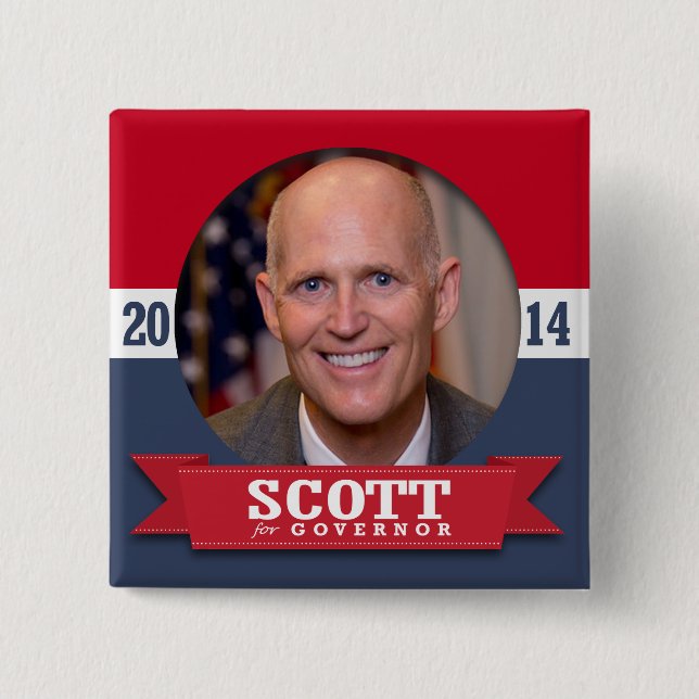 RICK SCOTT CAMPAIGN 15 CM SQUARE BADGE (Front)