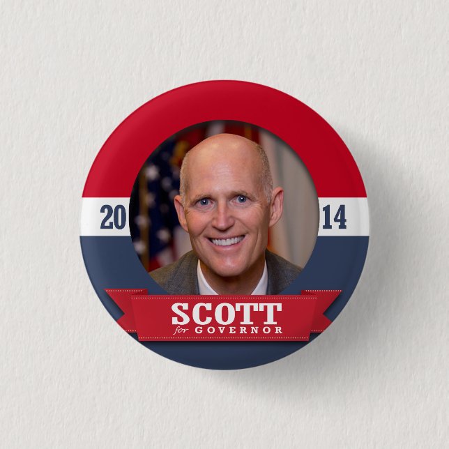 RICK SCOTT CAMPAIGN 3 CM ROUND BADGE (Front)
