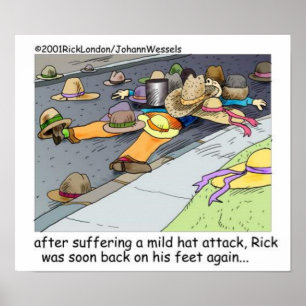 Rick Suffers A Hat Attack Cartoon Poster