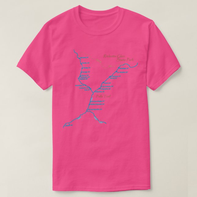 Ricketts Glen falls map T-Shirt (Design Front)