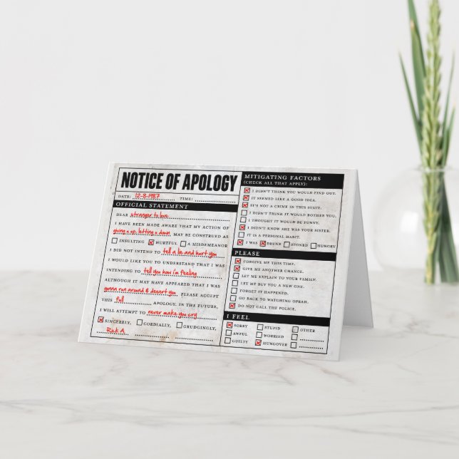 Rickroll Astley Apology Notice Card (Front)