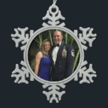 Ricks Family Photo Template Snowflake Pewter Christmas Ornament<br><div class="desc">Ricks family Photo Template</div>