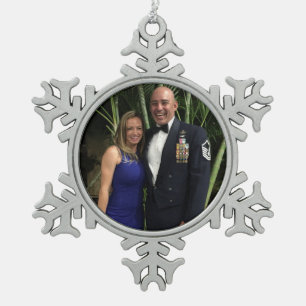 Ricks Family Photo Template Snowflake Pewter Christmas Ornament