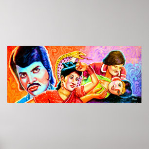 Rickshaw Art traditional actors Poster