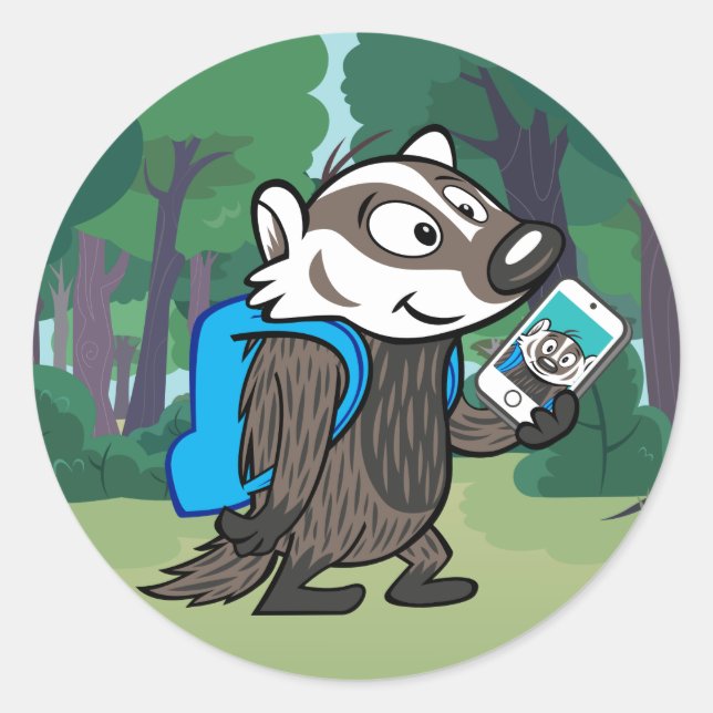 Ricky Racoon | Boomer Badger Selfie Classic Round Sticker (Front)